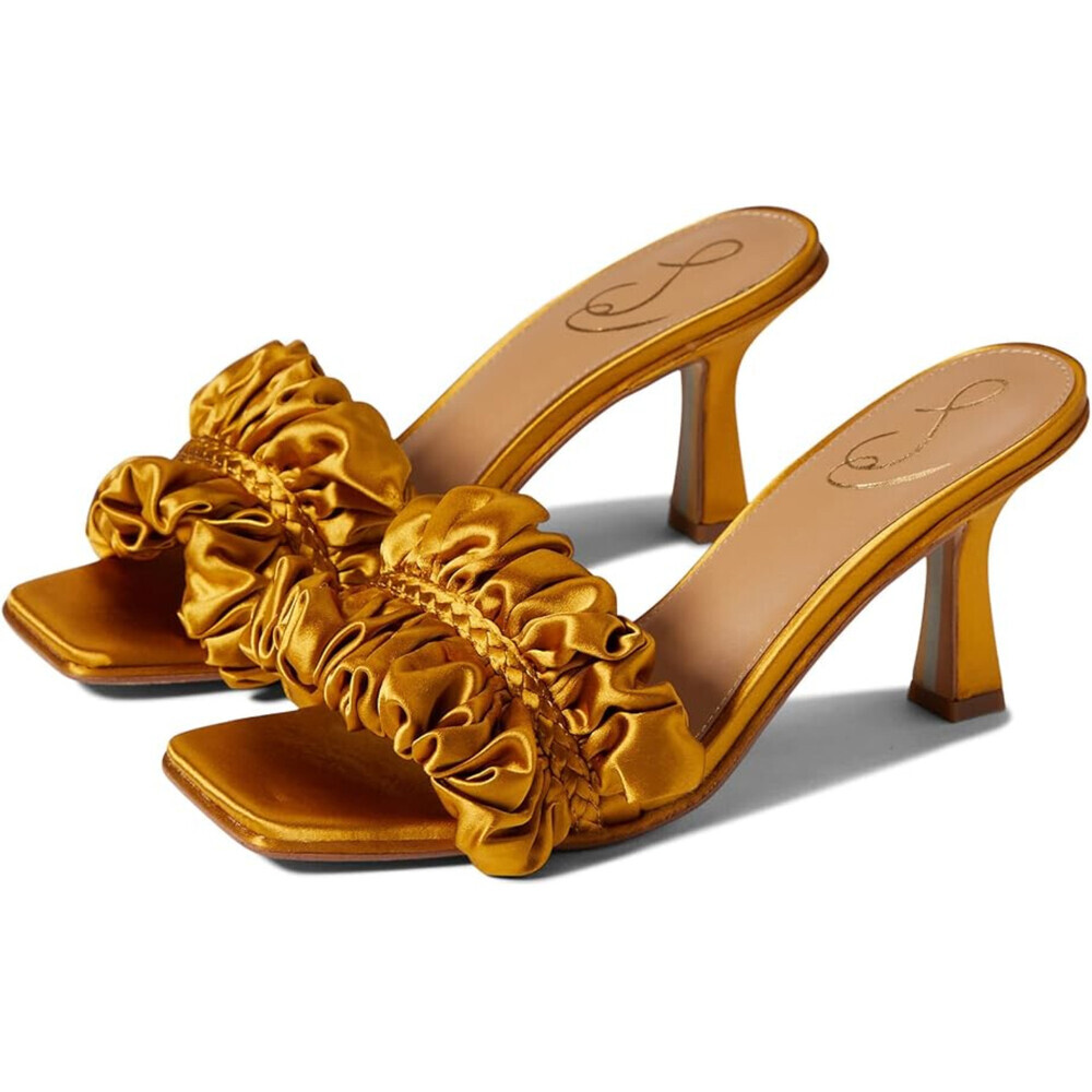 Sam Edelman Kady Sandals Women's US 7.5 Yellow Ruffled Square Toe Slip-On ZAP853